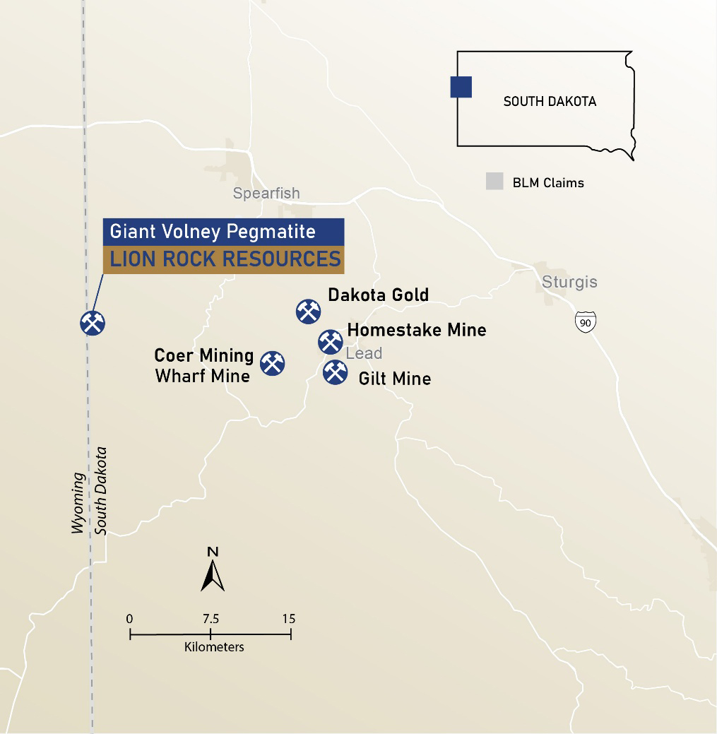 Volney Project regional map in the Black Hills, South Dakota.